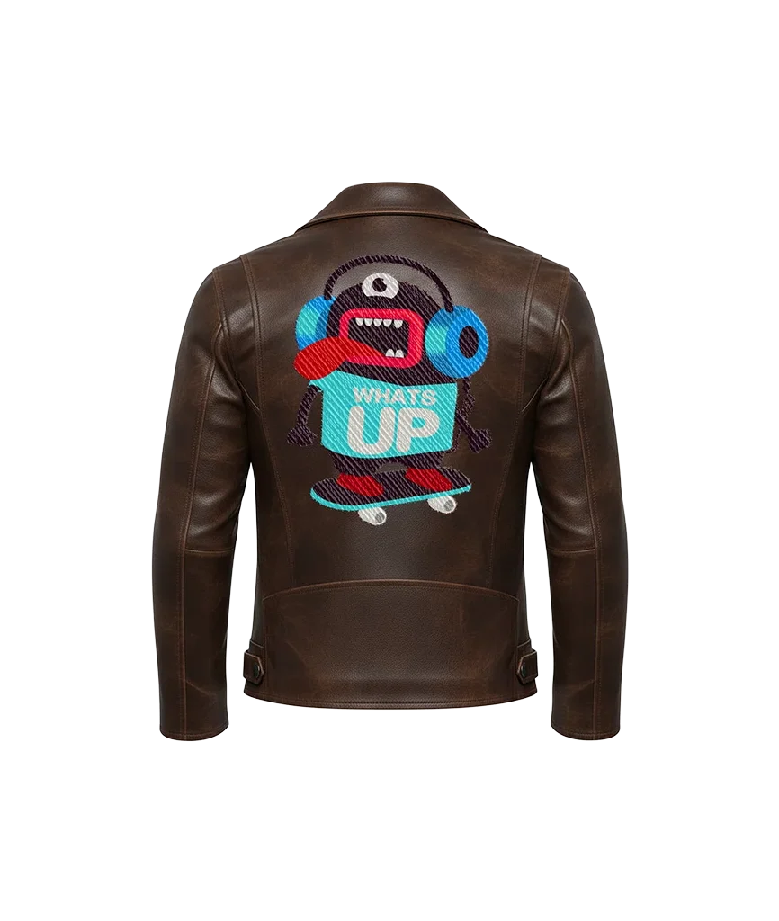 What’s Up Skateboard Monster Cartoon Mascot Leather Jacket