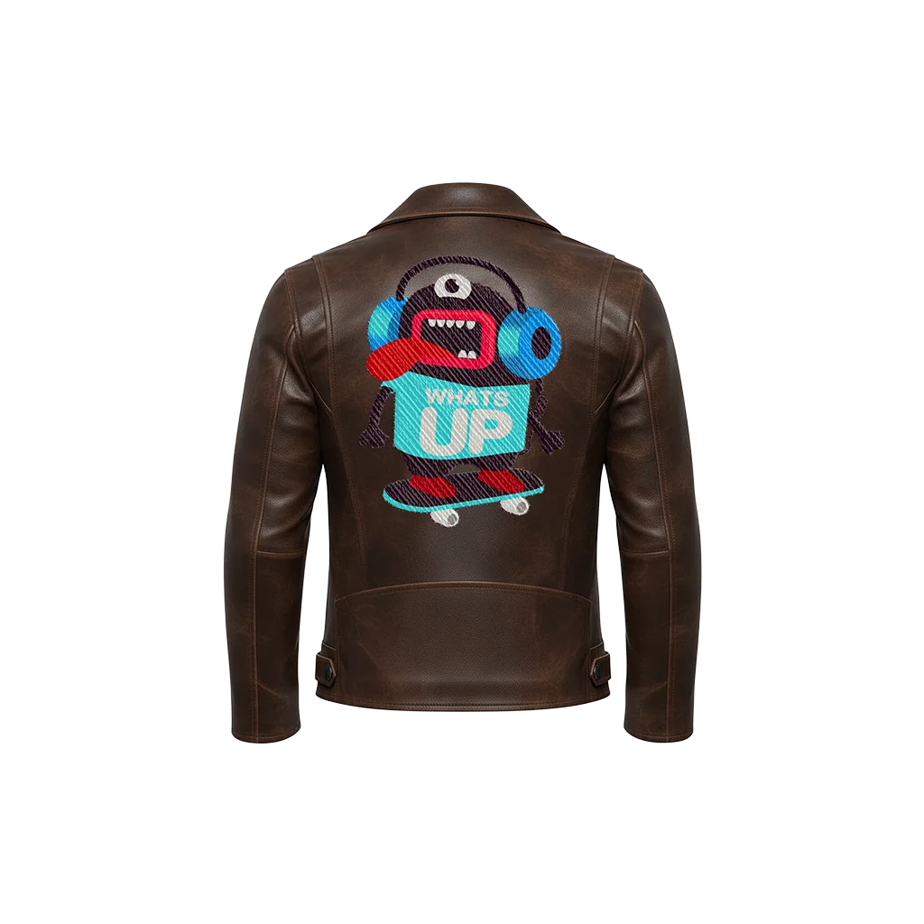 What’s Up Skateboard Monster Cartoon Mascot Leather Jacket
