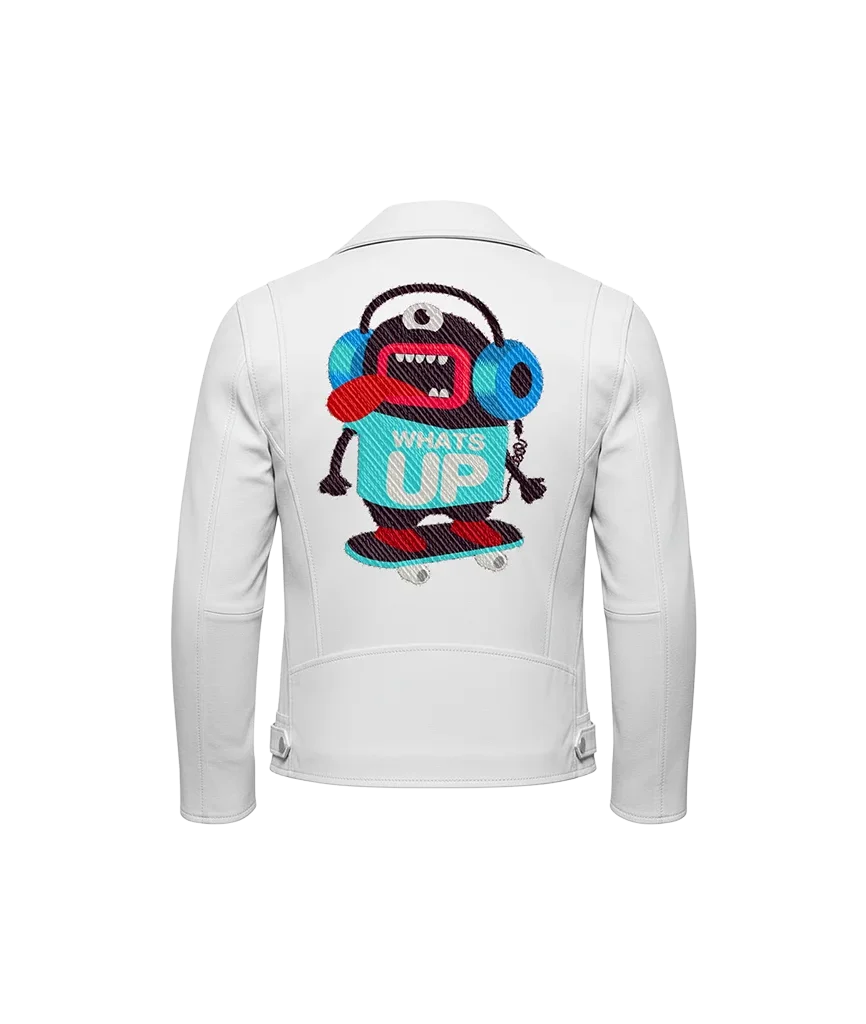 What’s Up Skateboard Monster Cartoon Mascot Leather Jacket