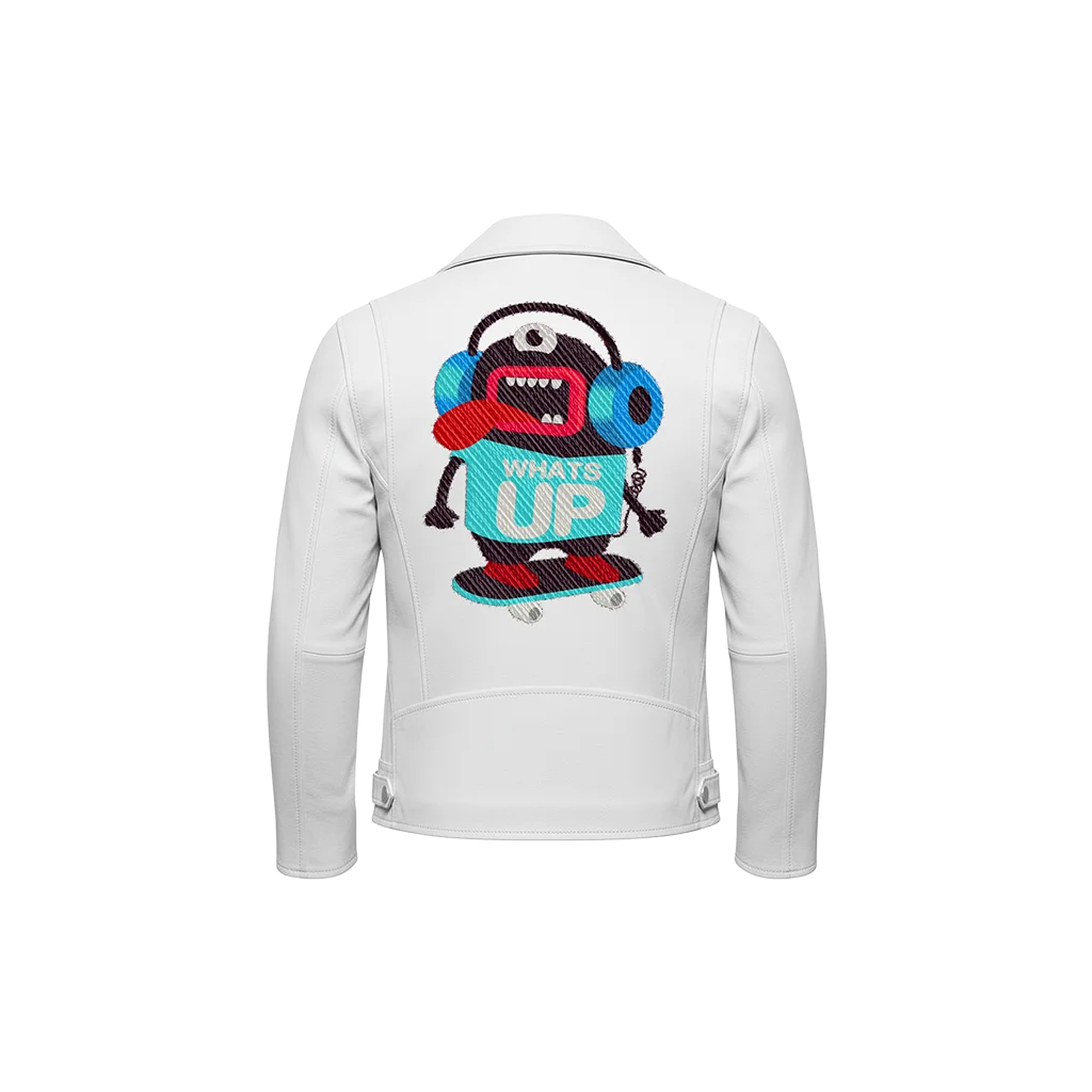 What’s Up Skateboard Monster Cartoon Mascot Leather Jacket
