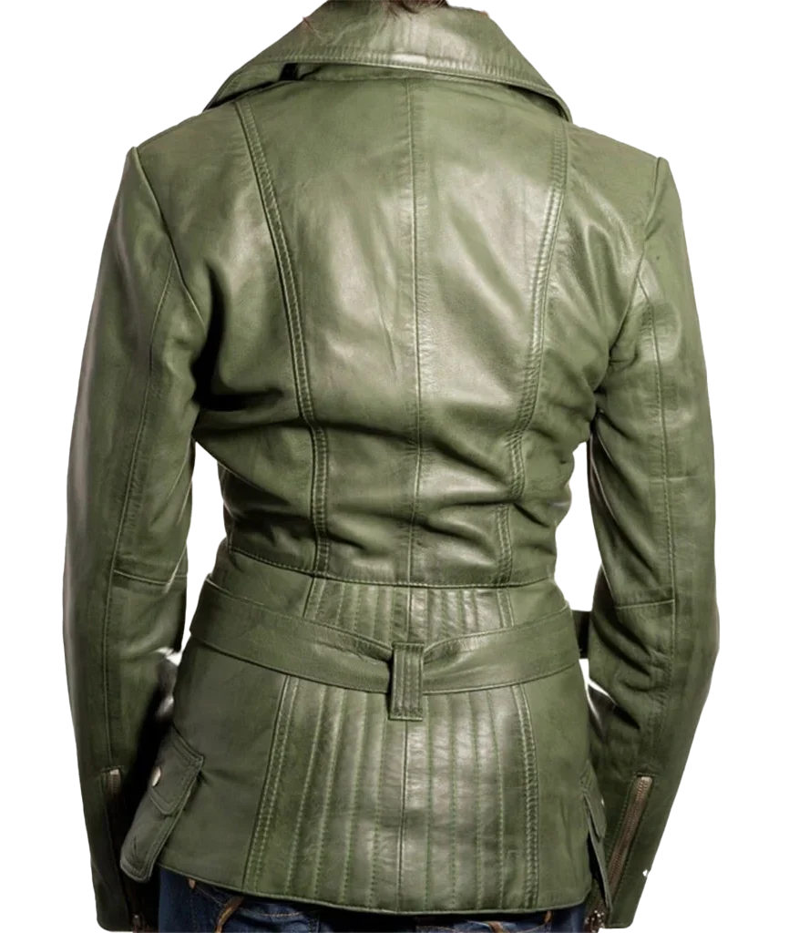 Women’s Belted Asymmetrical Leather Moto Jacket