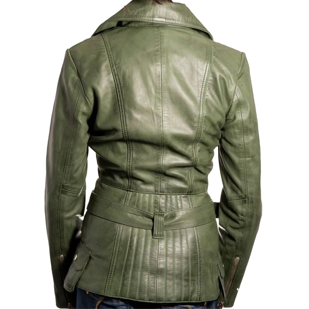 Women’s Belted Asymmetrical Leather Moto Jacket