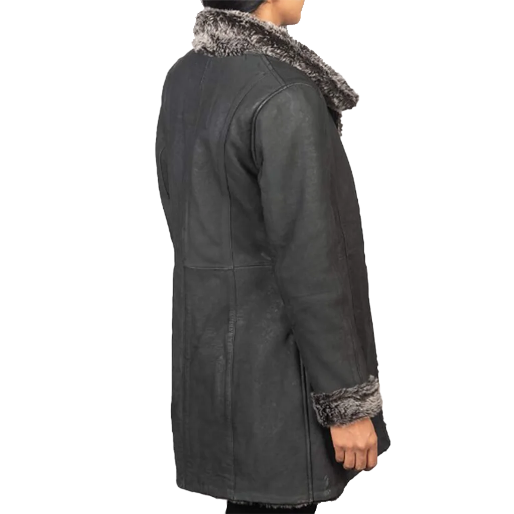 Women’s Black Faux Shearling Mid-Length Coat