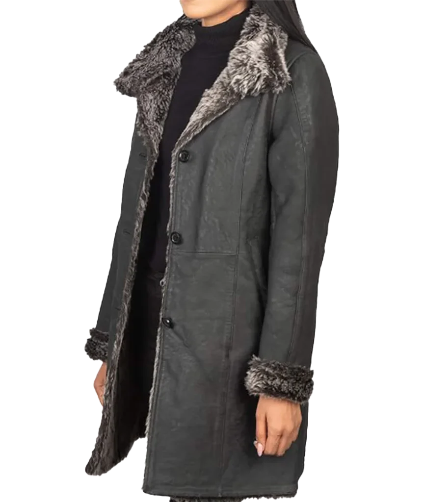 Women’s Black Faux Shearling Mid-Length Coat