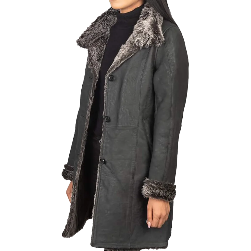 Women’s Black Faux Shearling Mid-Length Coat