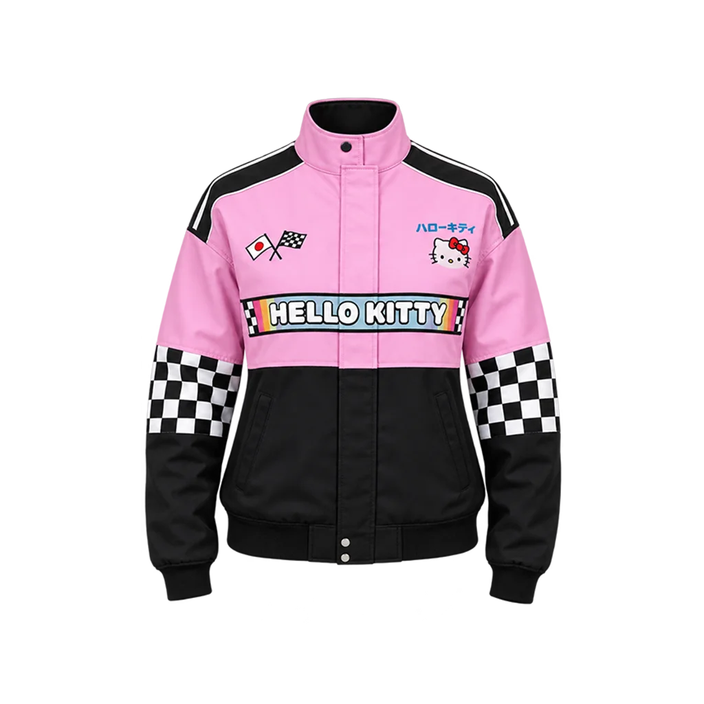 Women’s Hello Kitty Pink and Black Racing Jacket