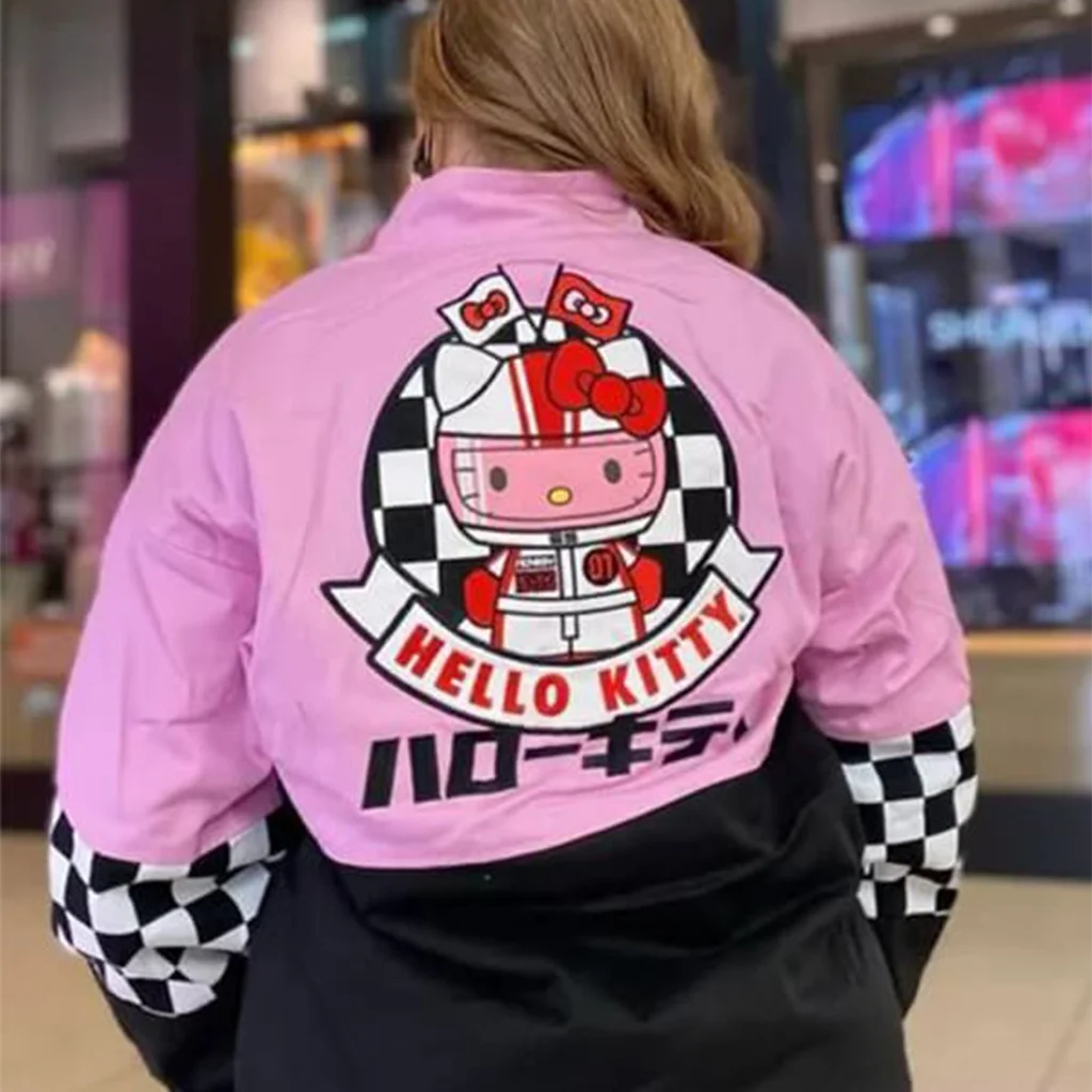 Women’s Hello Kitty Pink and Black Racing Jacket