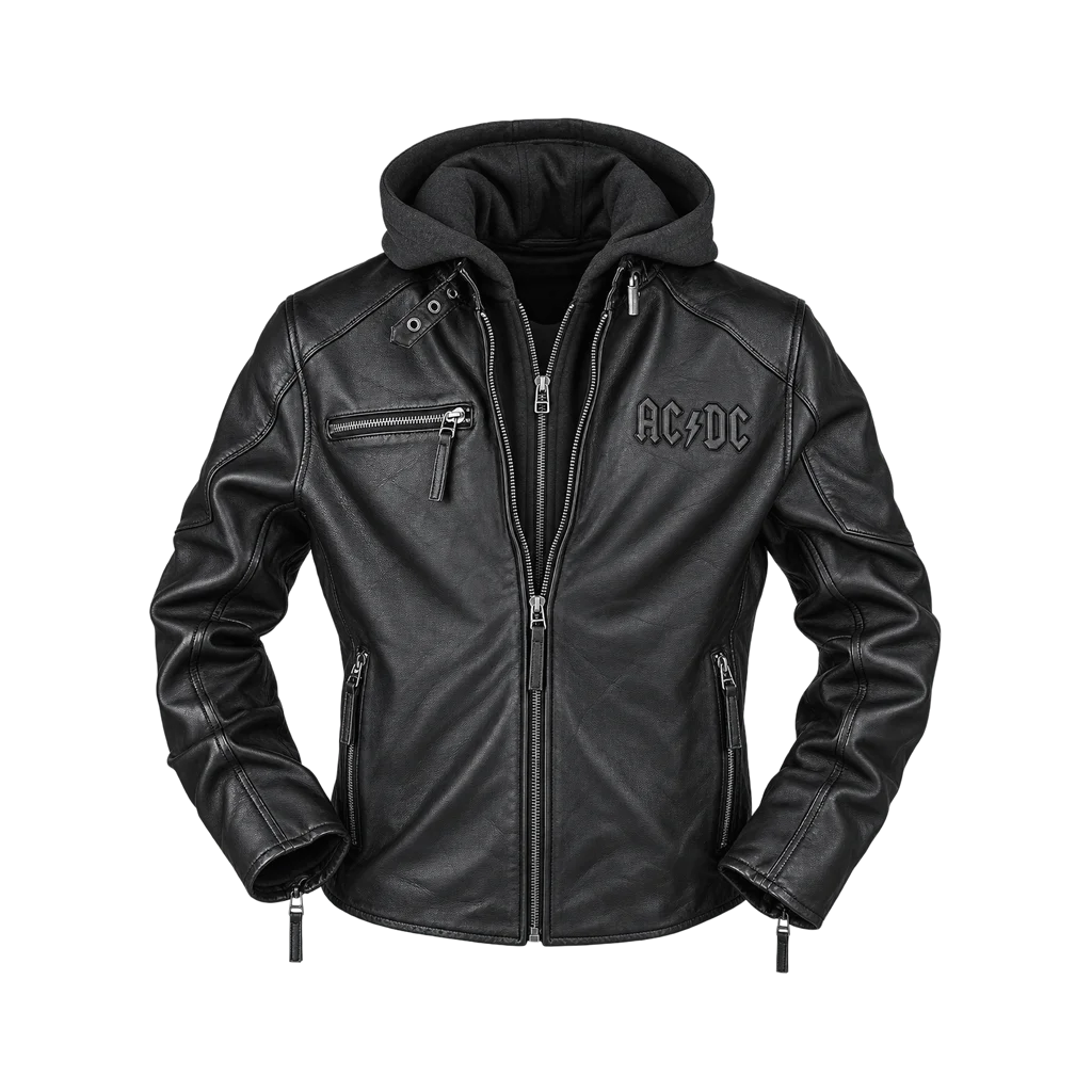 Men’s AC/DC Rock & Roll Will Never Die Leather Moto Jacket