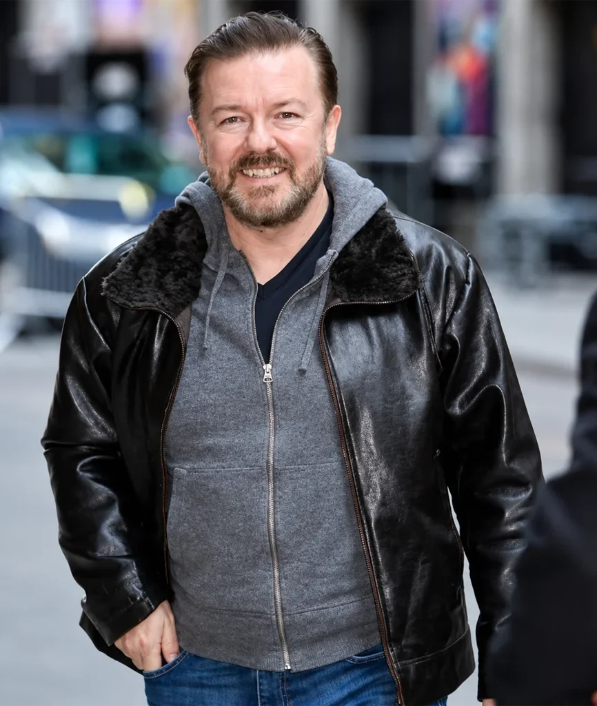 Tony Johnson After Life Ricky Gervais Black Leather Jacket