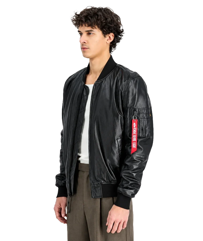 Alpha Industries Men’s MA-1 Leather Bomber Jacket