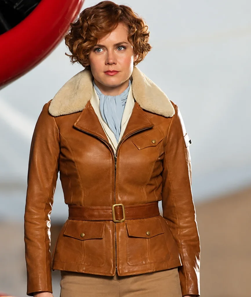 Night at the Museum 2 Amy Adams Amelia Earhart Brown Leather Jacket