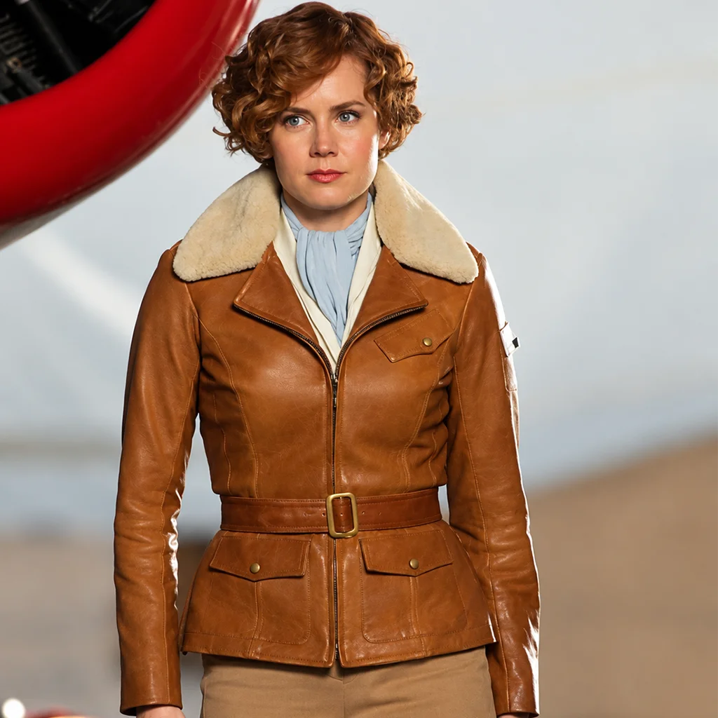 Night at the Museum 2 Amy Adams Amelia Earhart Brown Leather Jacket