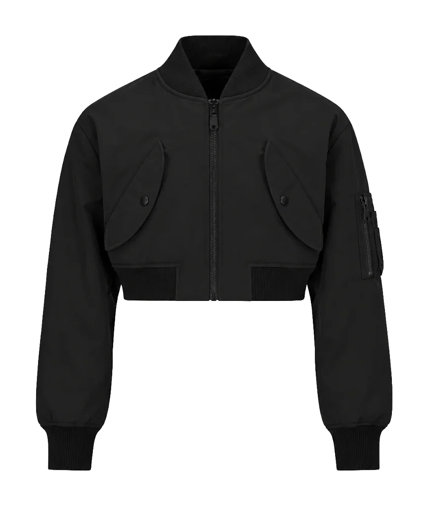 Balenciaga Women’s Cropped Bomber Jacket in Black