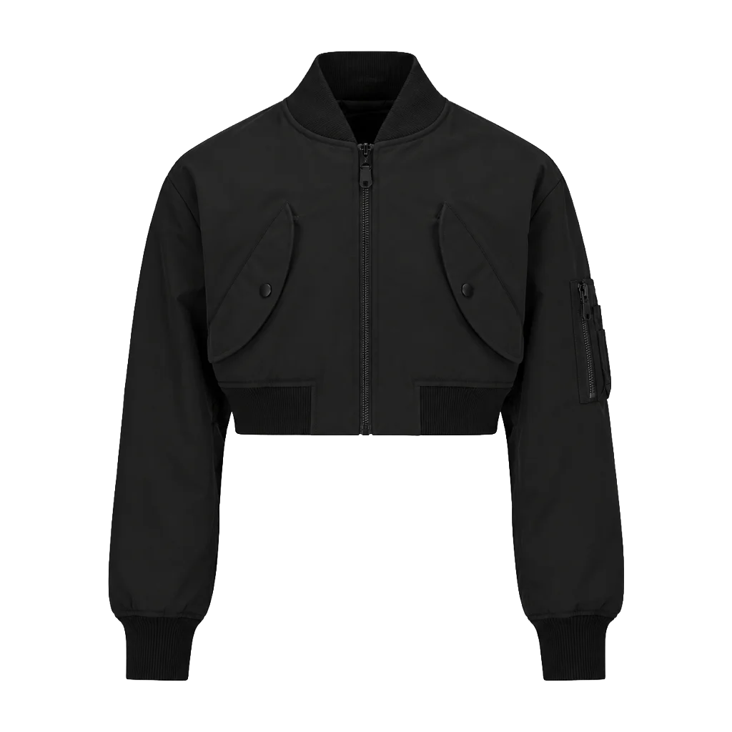 Balenciaga Women’s Cropped Bomber Jacket in Black