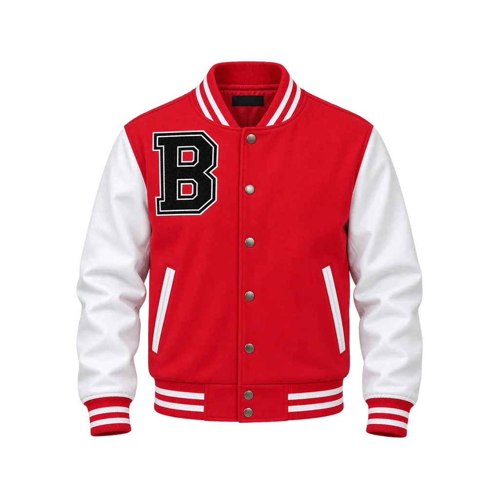 Women’s Red & White B Patch Varsity Jacket