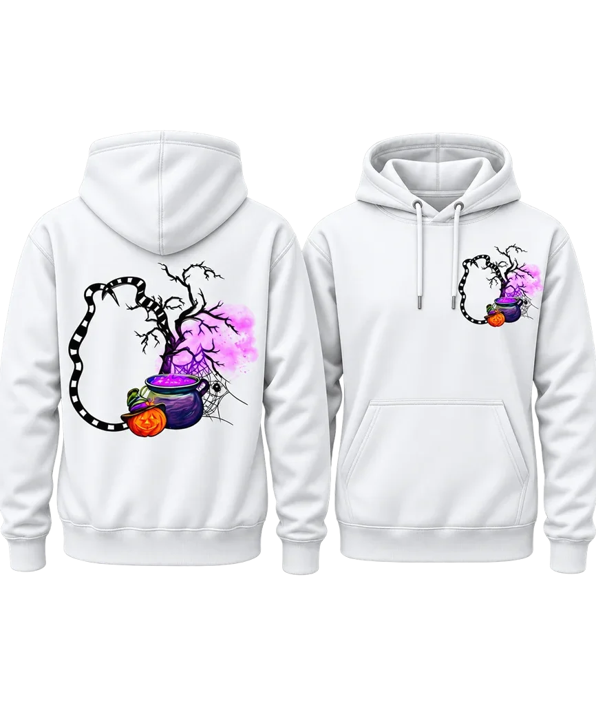 Beetlejuice Cauldron Pumpkin Dual-Print White Hoodie