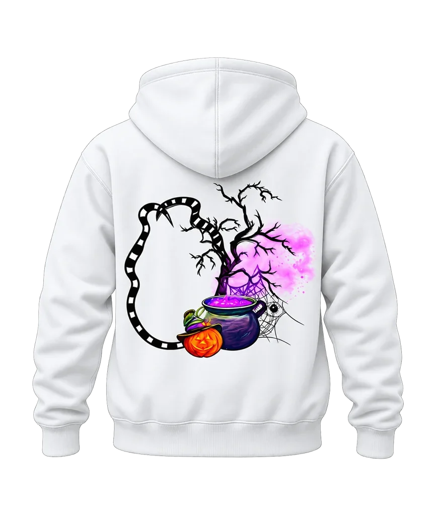 Beetlejuice Cauldron Pumpkin Dual-Print White Hoodie