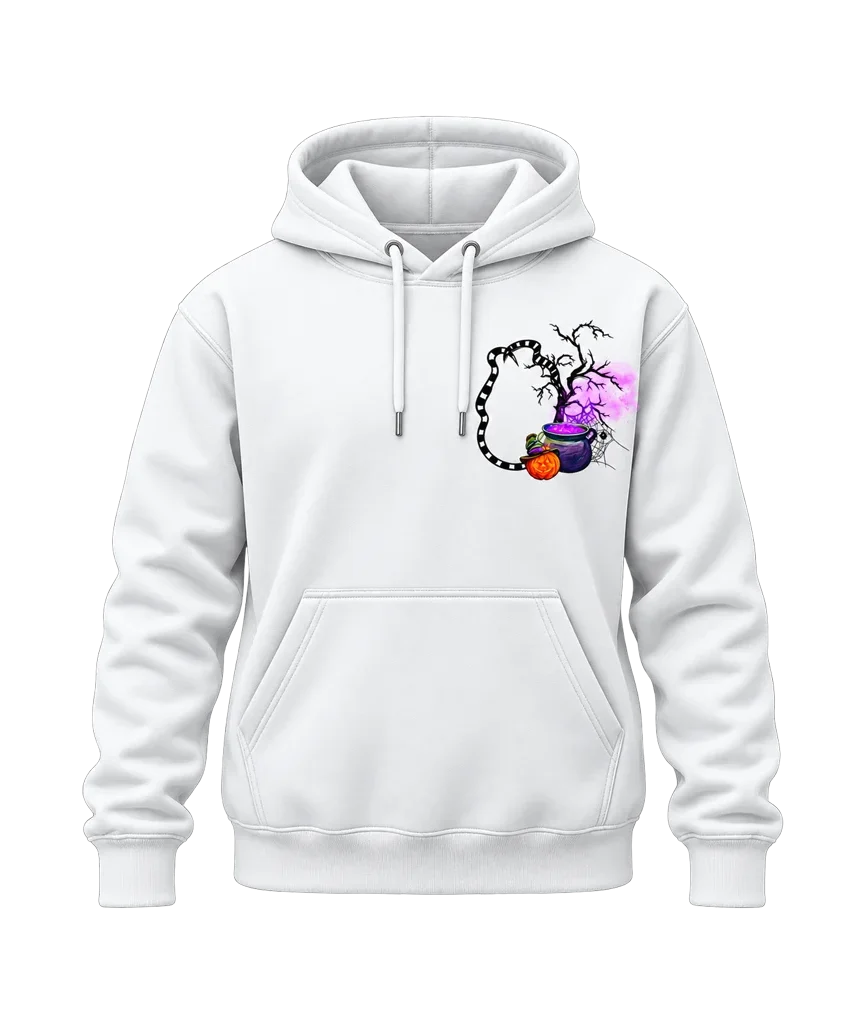 Beetlejuice Cauldron Pumpkin Dual-Print White Hoodie