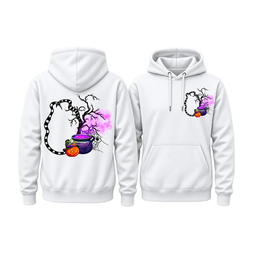Beetlejuice Cauldron Pumpkin Dual-Print White Hoodie