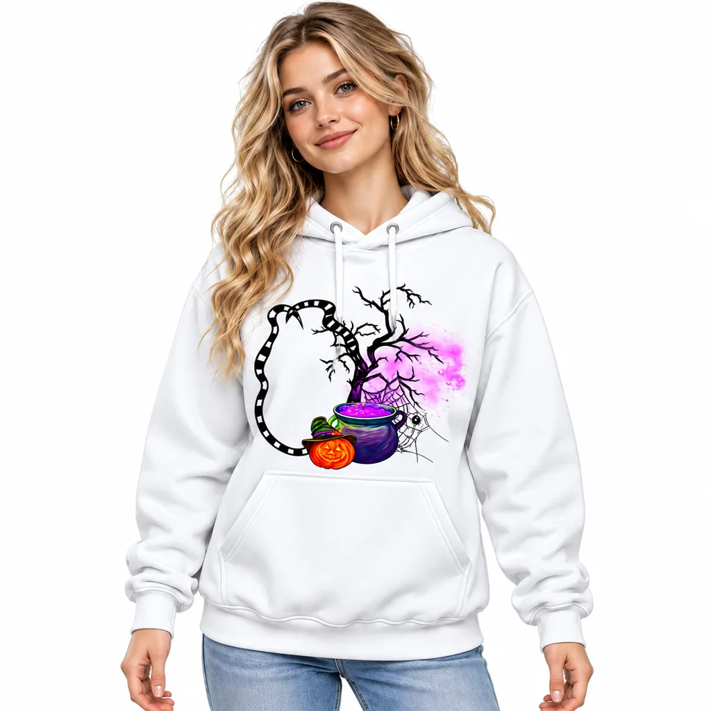 Beetlejuice Cauldron Pumpkin White Hoodie