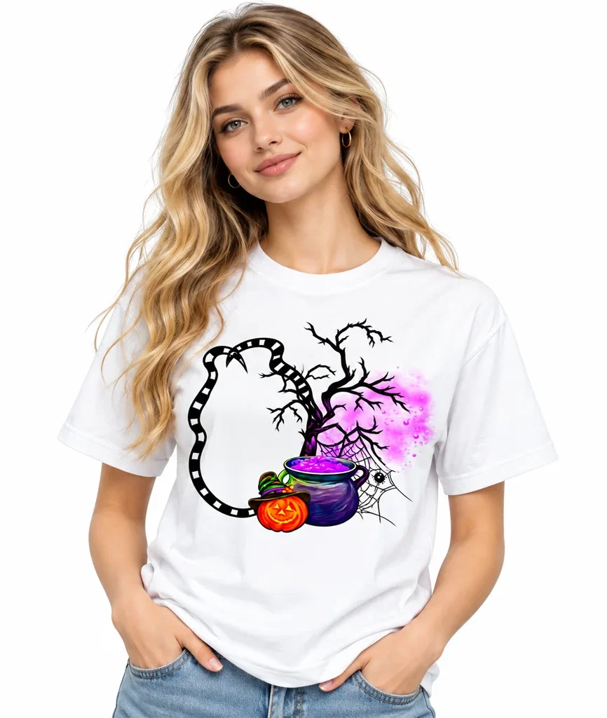 Beetlejuice Cauldron Pumpkin White T-Shirt