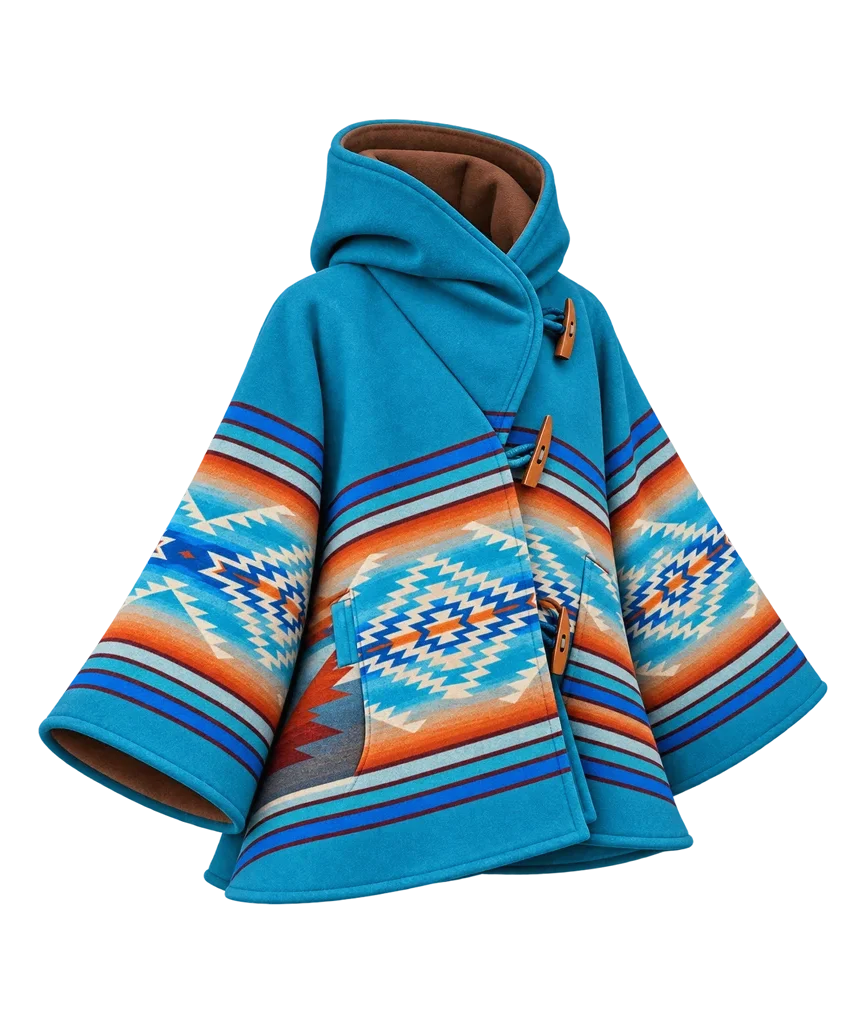 Kelly Reilly Yellowstone Beth Dutton Blue Hooded Poncho Coat