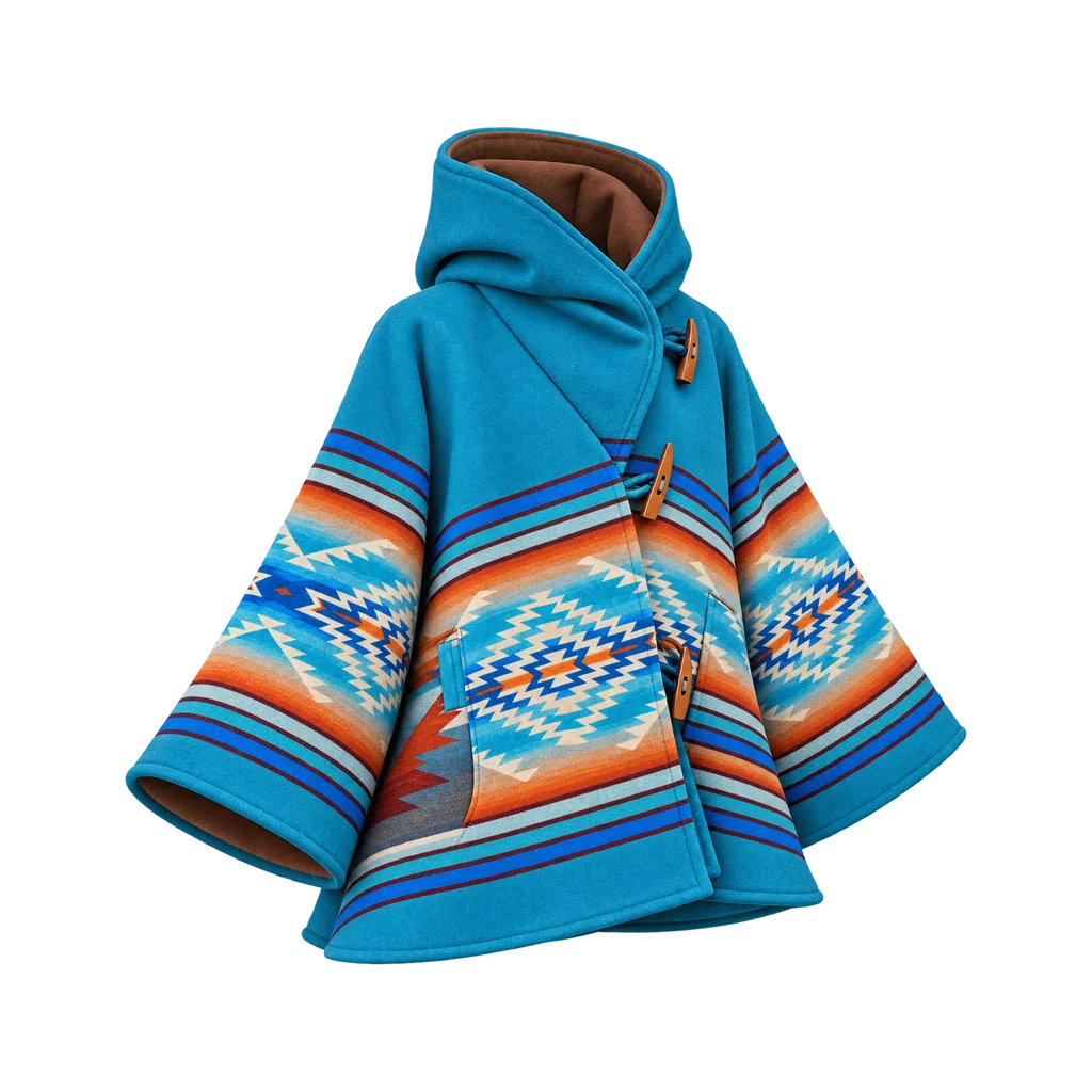 Kelly Reilly Yellowstone Beth Dutton Blue Hooded Poncho Coat
