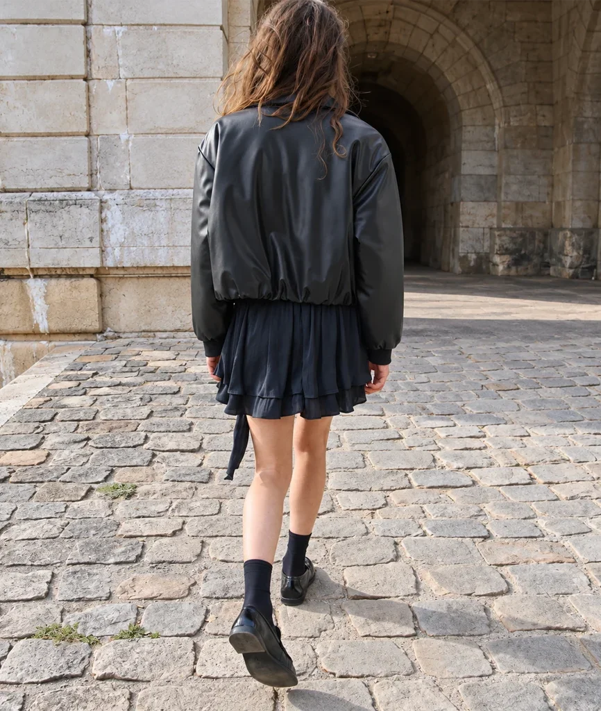 Women’s Genuine Cowhide Cropped Bomber Jacket