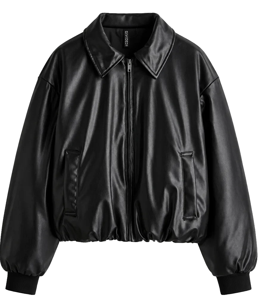 Women’s Genuine Cowhide Cropped Bomber Jacket