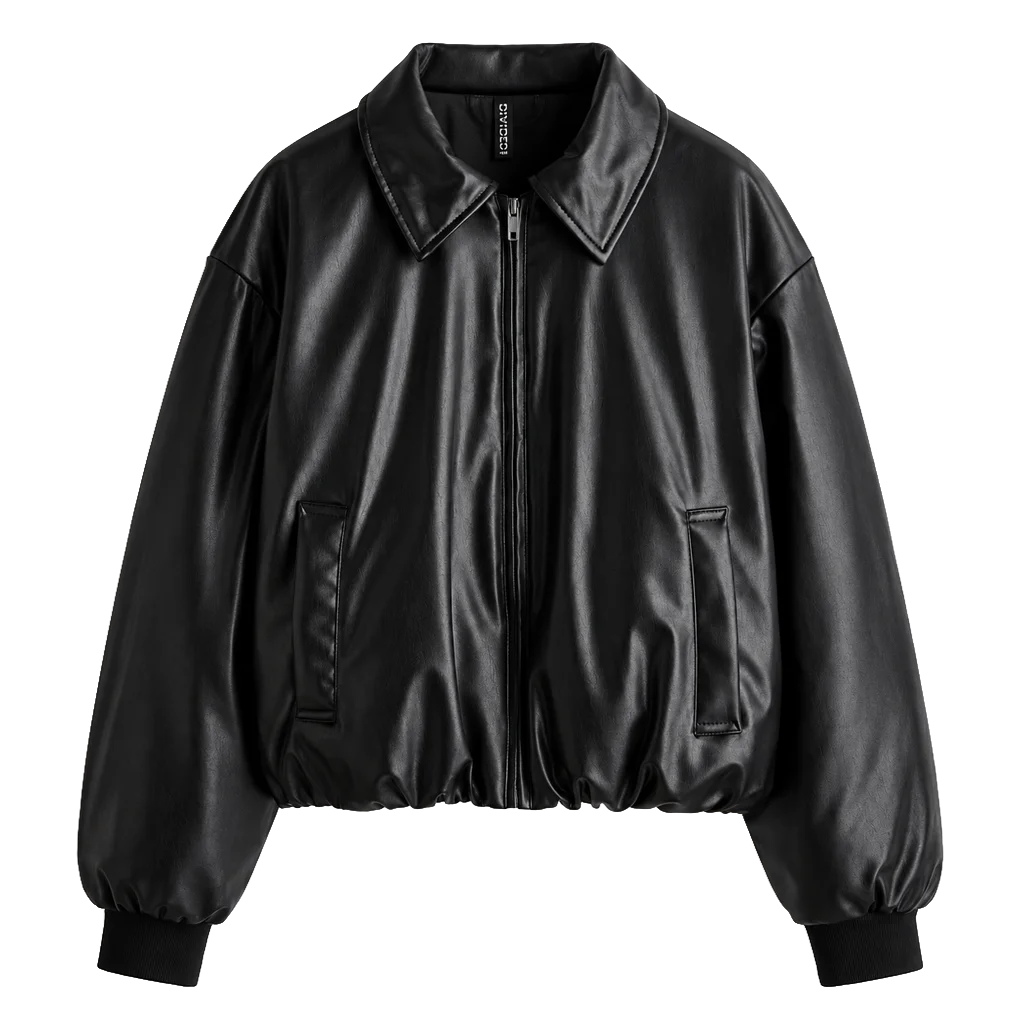 Women’s Genuine Cowhide Cropped Bomber Jacket