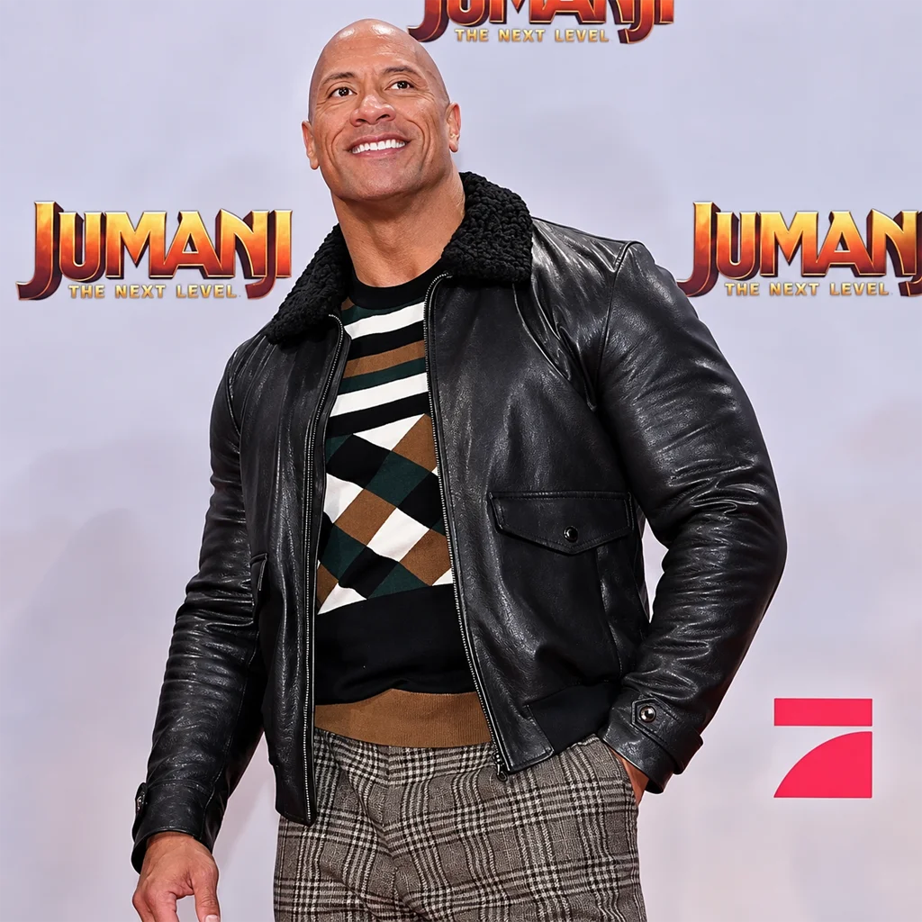 Dwayne Johnson Jumanji The Next Level Black Leather Jacket