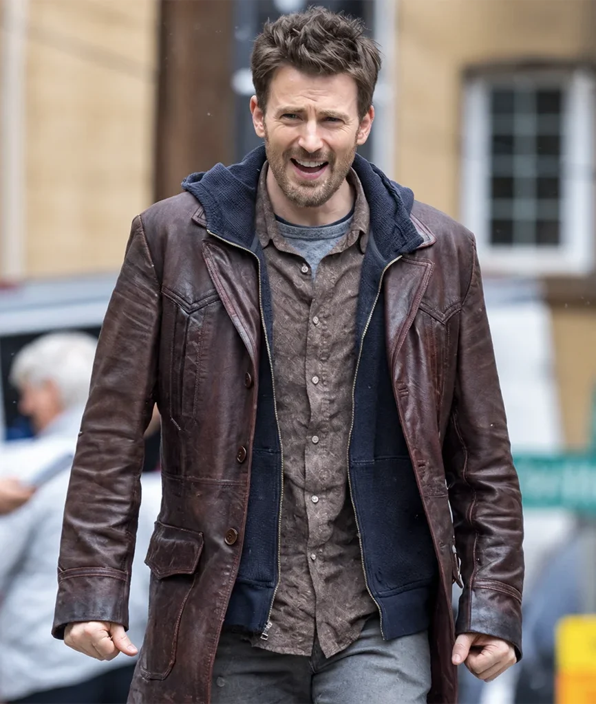 Chris Evans Red One Brown Leather Jacket