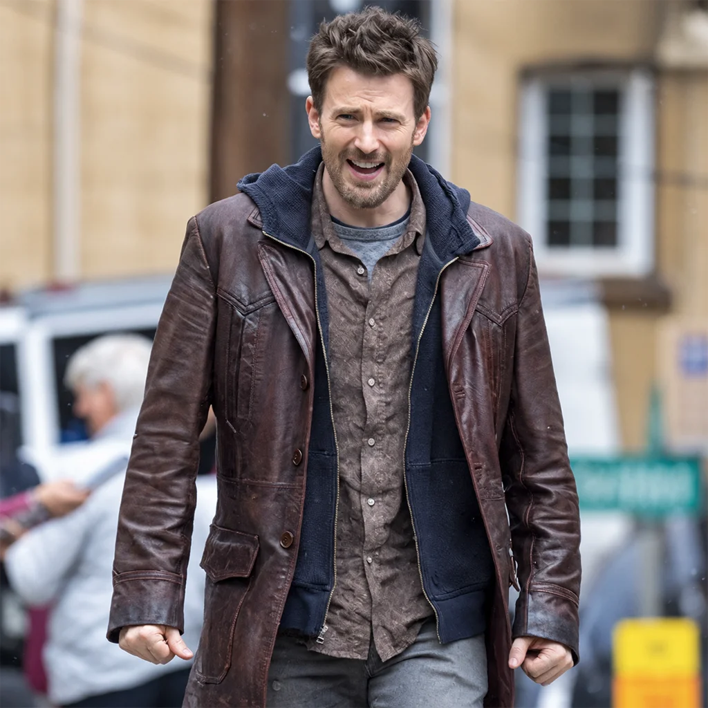 Chris Evans Red One Brown Leather Jacket