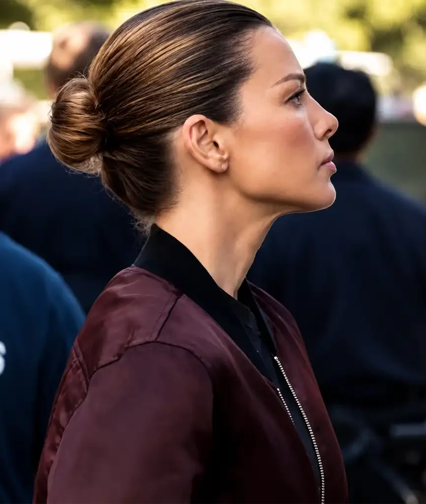 Lucifer Chloe Decker Maroon Satin Bomber Jacket