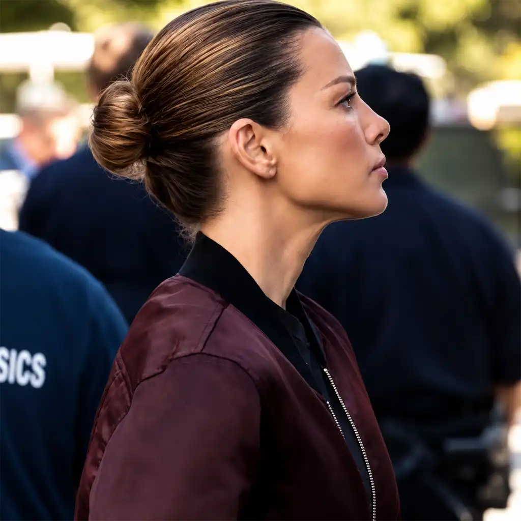 Lucifer Chloe Decker Maroon Satin Bomber Jacket