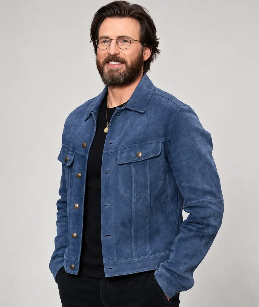 Chris Evans Red One Movie Event Suede Leather Jacket