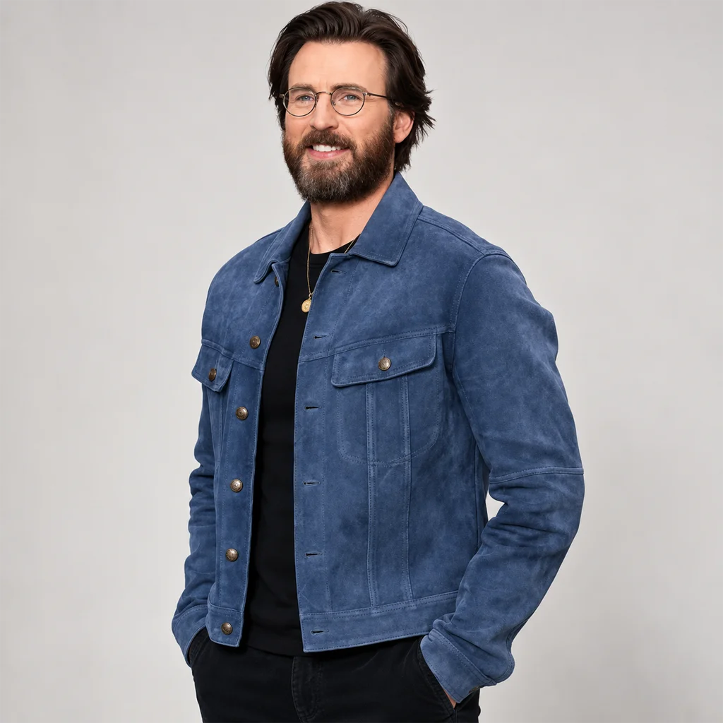 Chris Evans Red One Movie Event Suede Leather Jacket