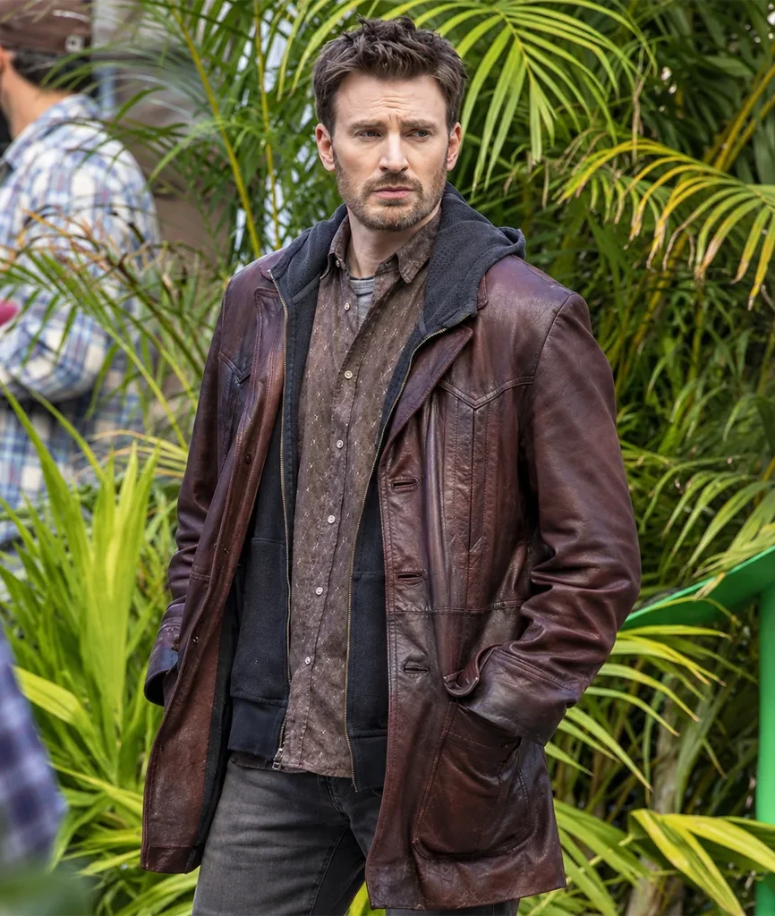 Chris Evans Red One Brown Leather Jacket