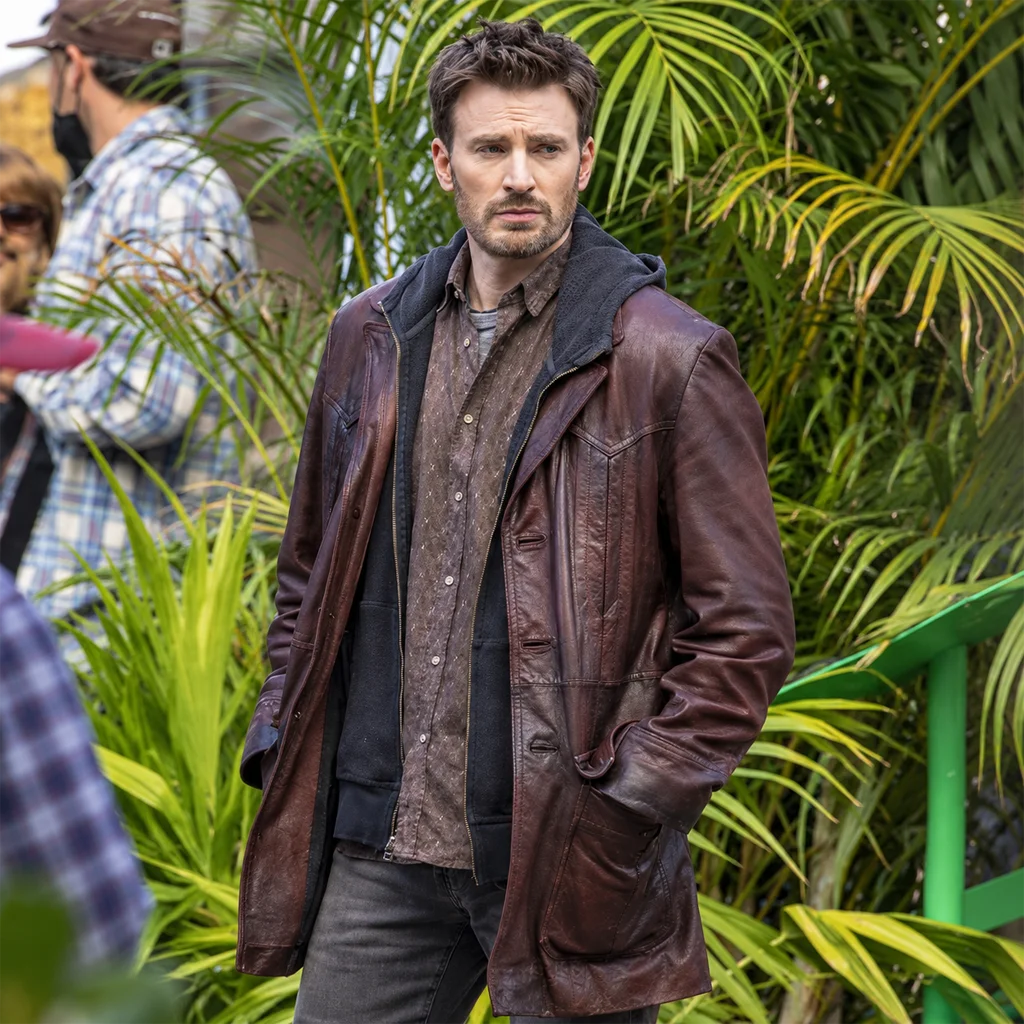 Chris Evans Red One Brown Leather Jacket