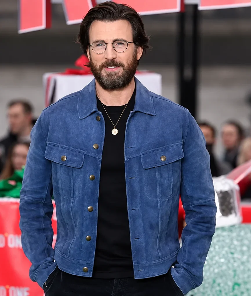 Chris Evans Red One Movie Event Suede Leather Jacket