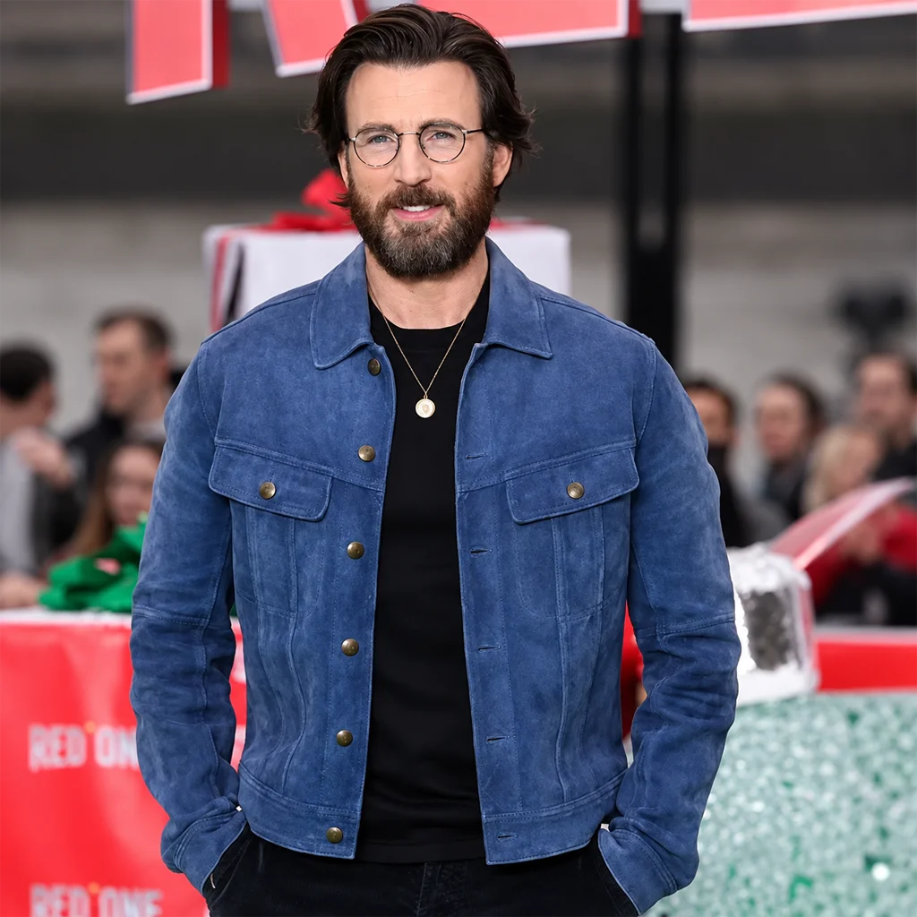Chris Evans Red One Movie Event Suede Leather Jacket
