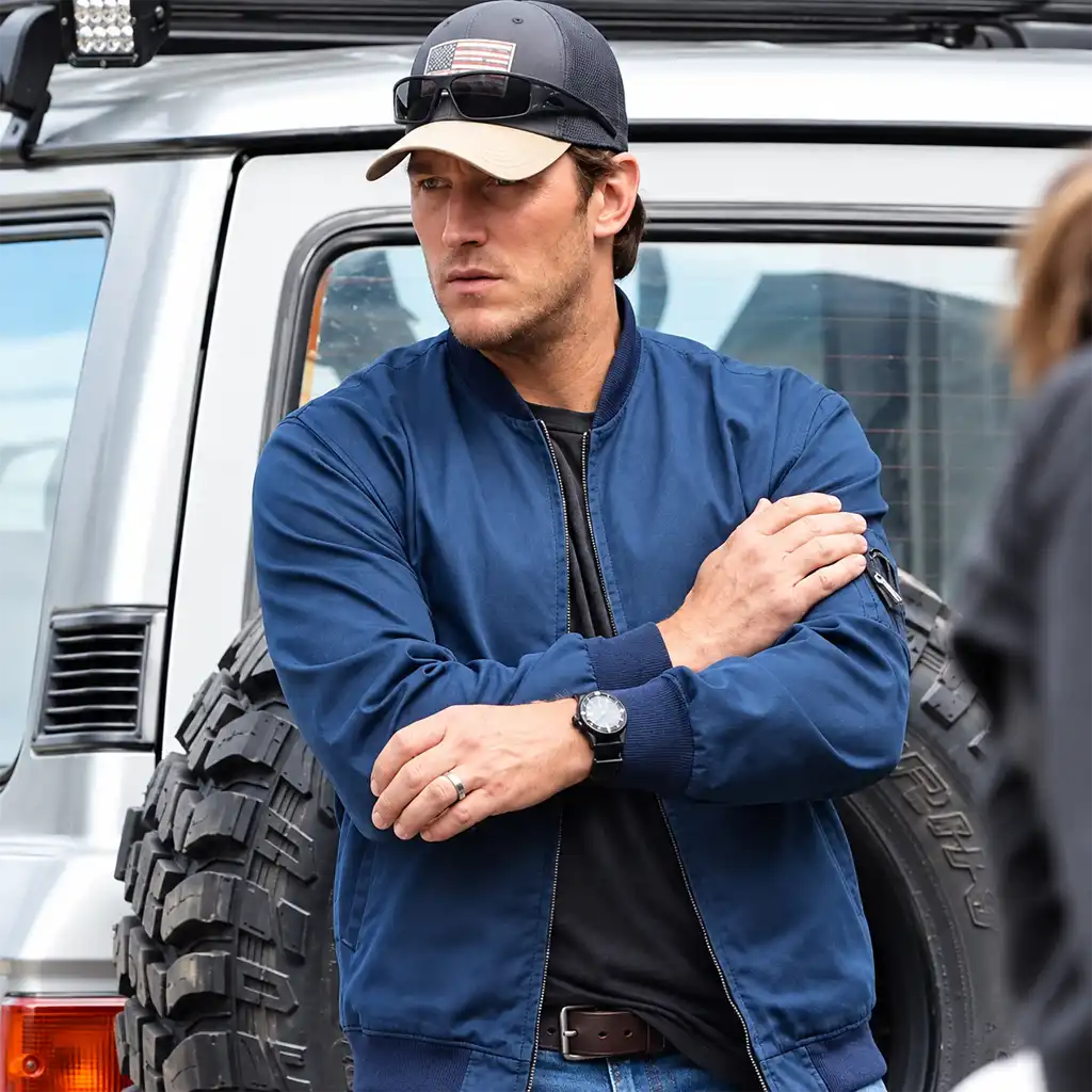 Chris Pratt The Terminal List James Reece Blue Bomber Jacket
