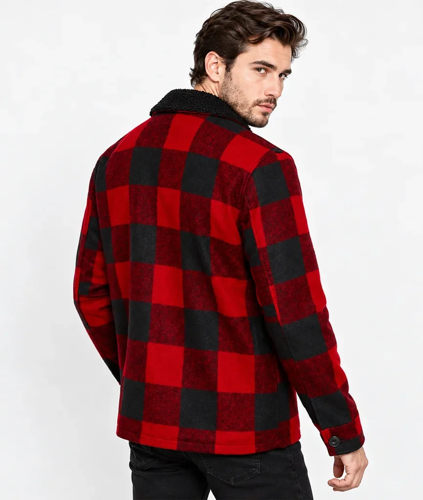 Christmas with the Campbells Justin Long Red Plaid Wool Jacket