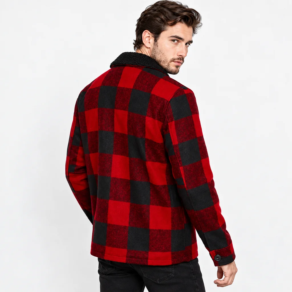 Christmas with the Campbells Justin Long Red Plaid Wool Jacket