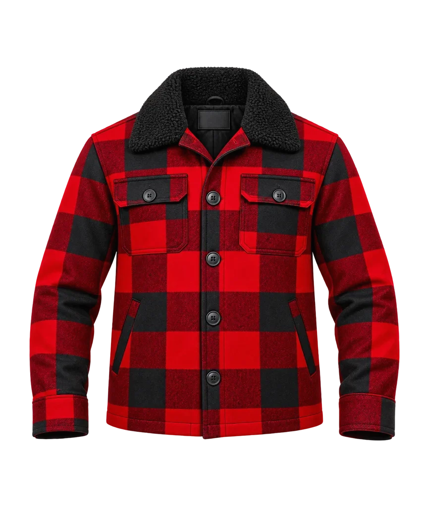 Christmas with the Campbells Justin Long Red Plaid Wool Jacket