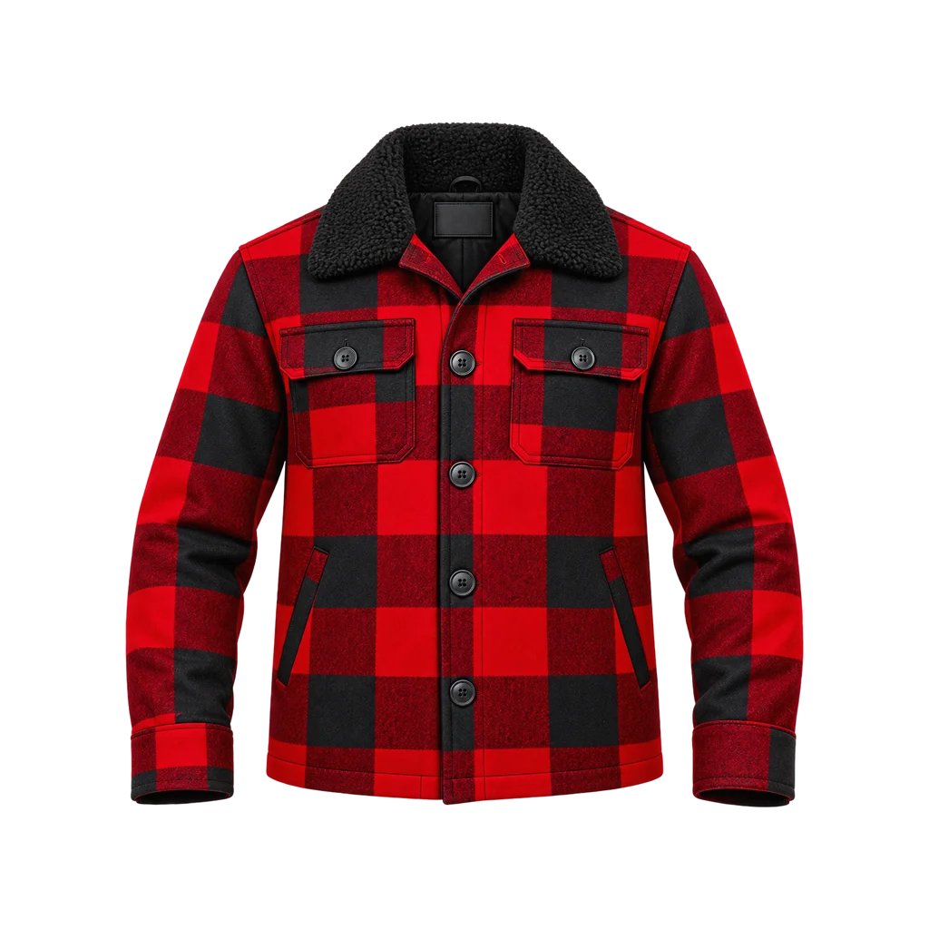 Christmas with the Campbells Justin Long Red Plaid Wool Jacket