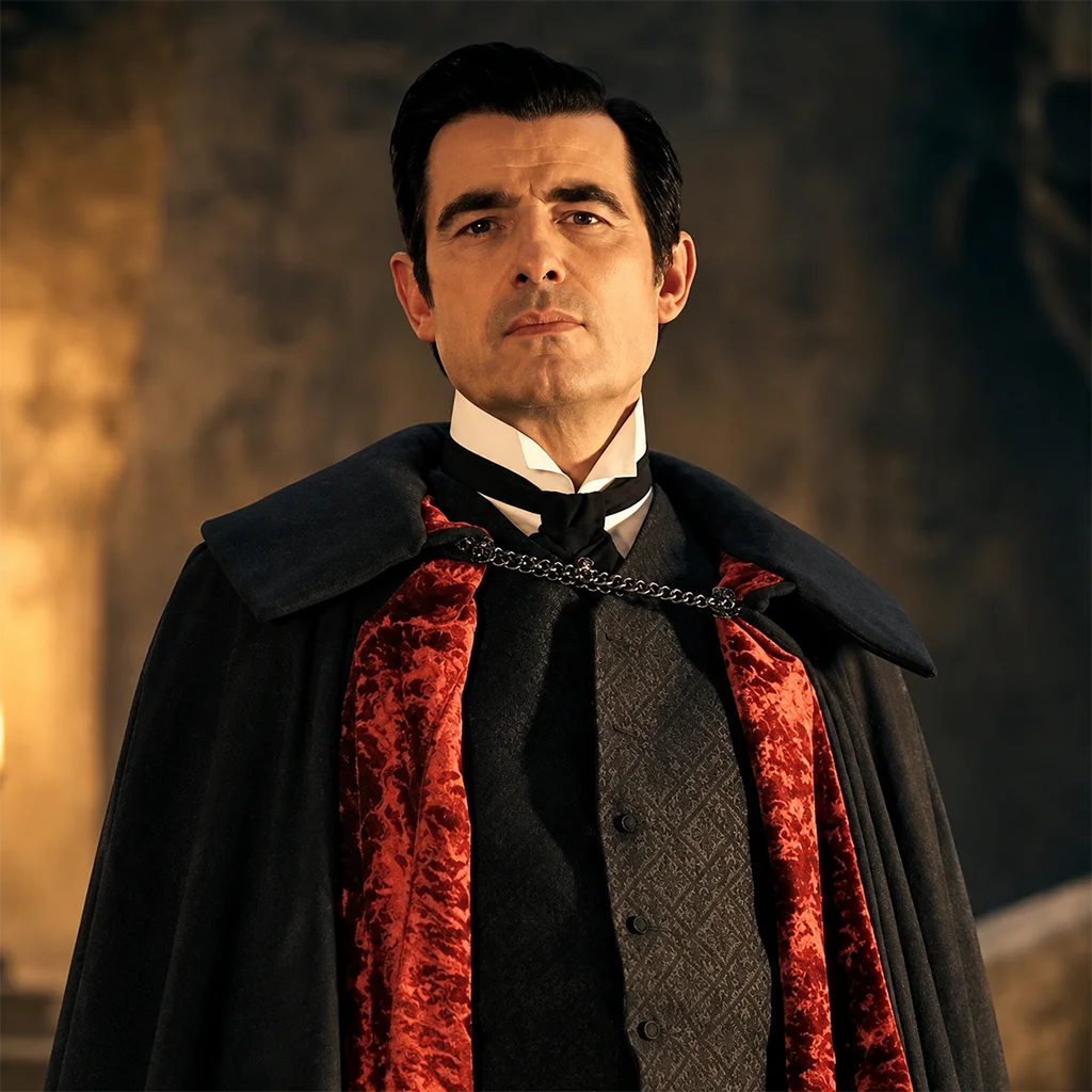 Dracula 2020 Claes Bang Black and Red Cape Coat