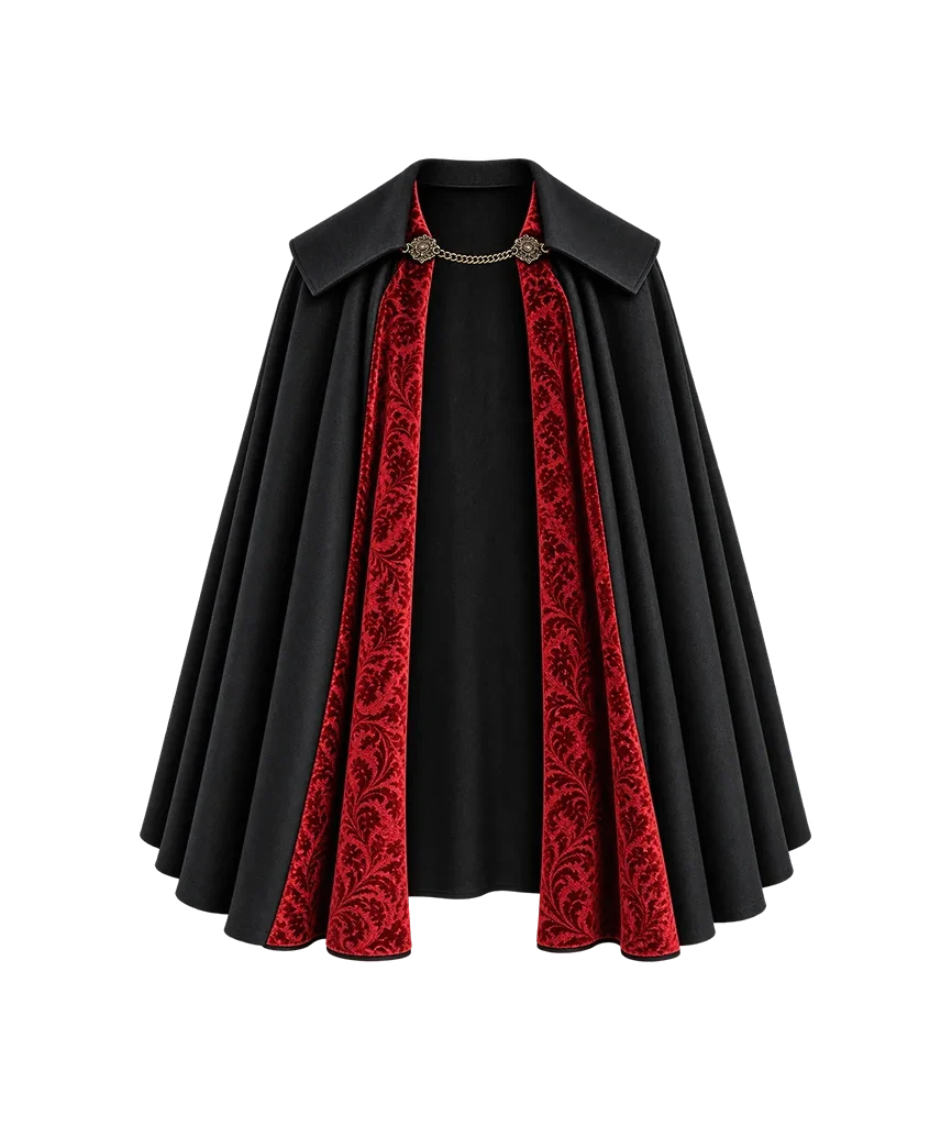Dracula 2020 Claes Bang Black and Red Cape Coat