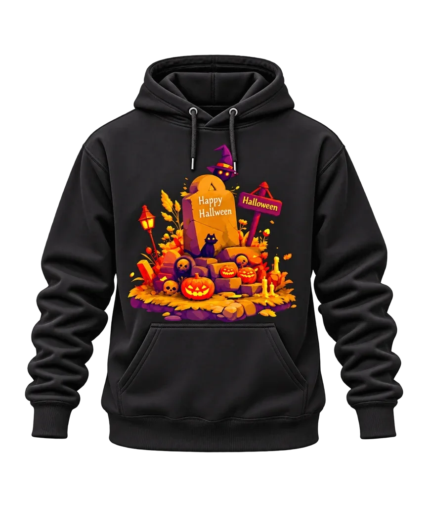 Coraline Happy Halloween Graveyard Black Hoodie