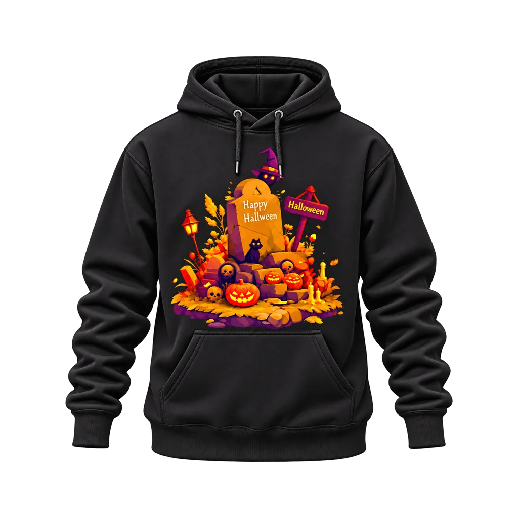 Coraline Happy Halloween Graveyard Black Hoodie